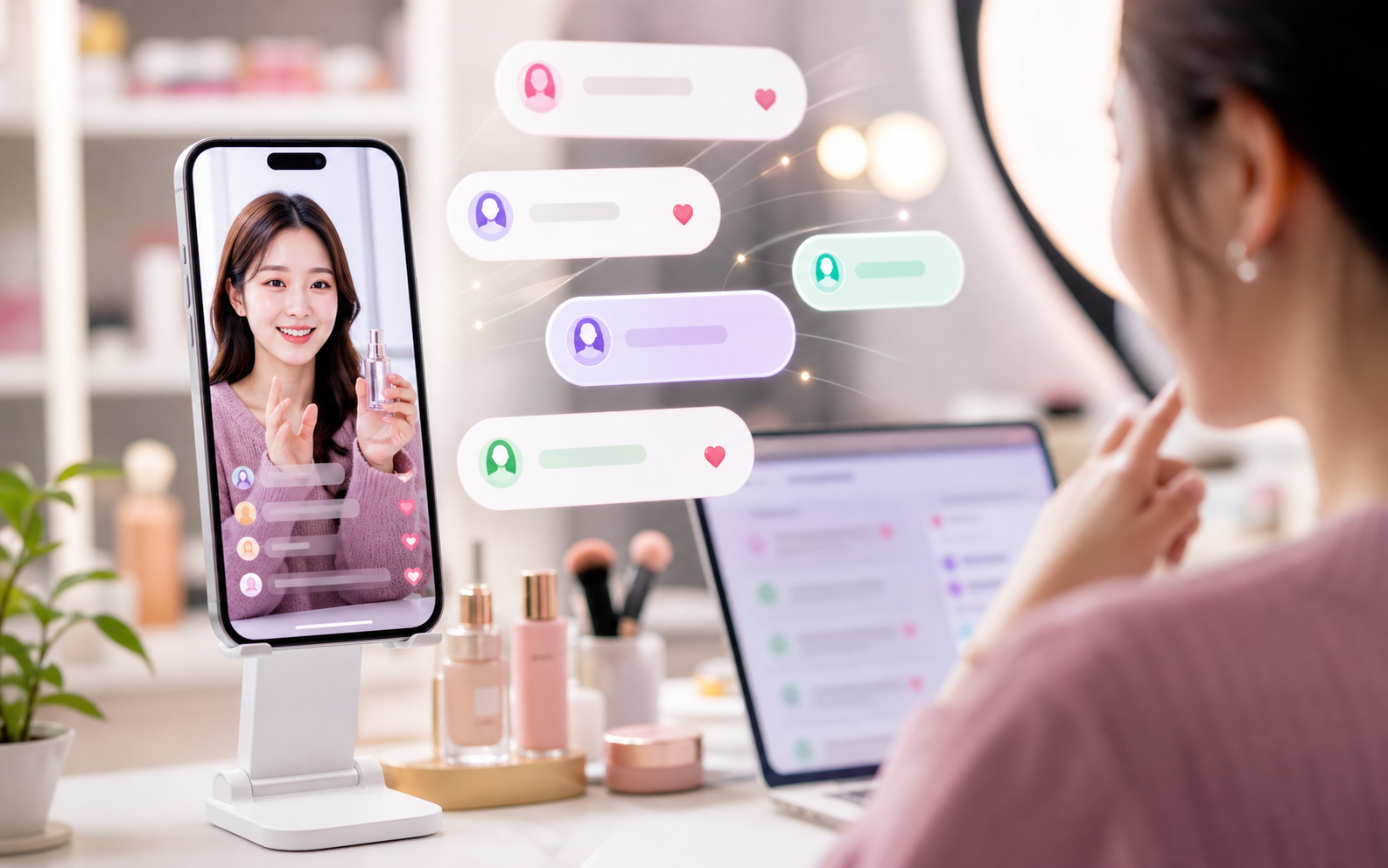 AI livestream comment support with abstract audience messages